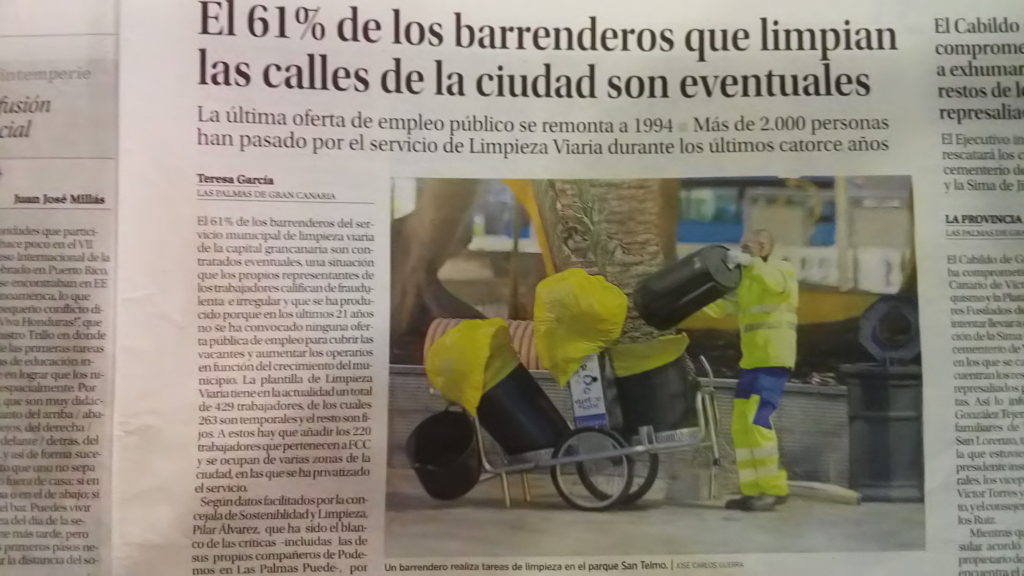 El 61% de los barrenderos que limpian las calles de la  Ciudad son eventuales